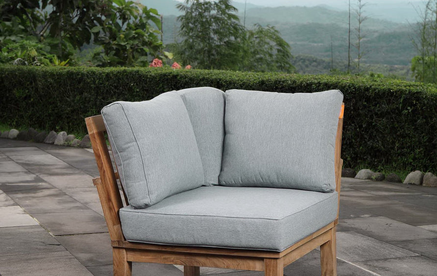 Cove Outdoor Patio Teak Corner Sofa in Natural Gray
