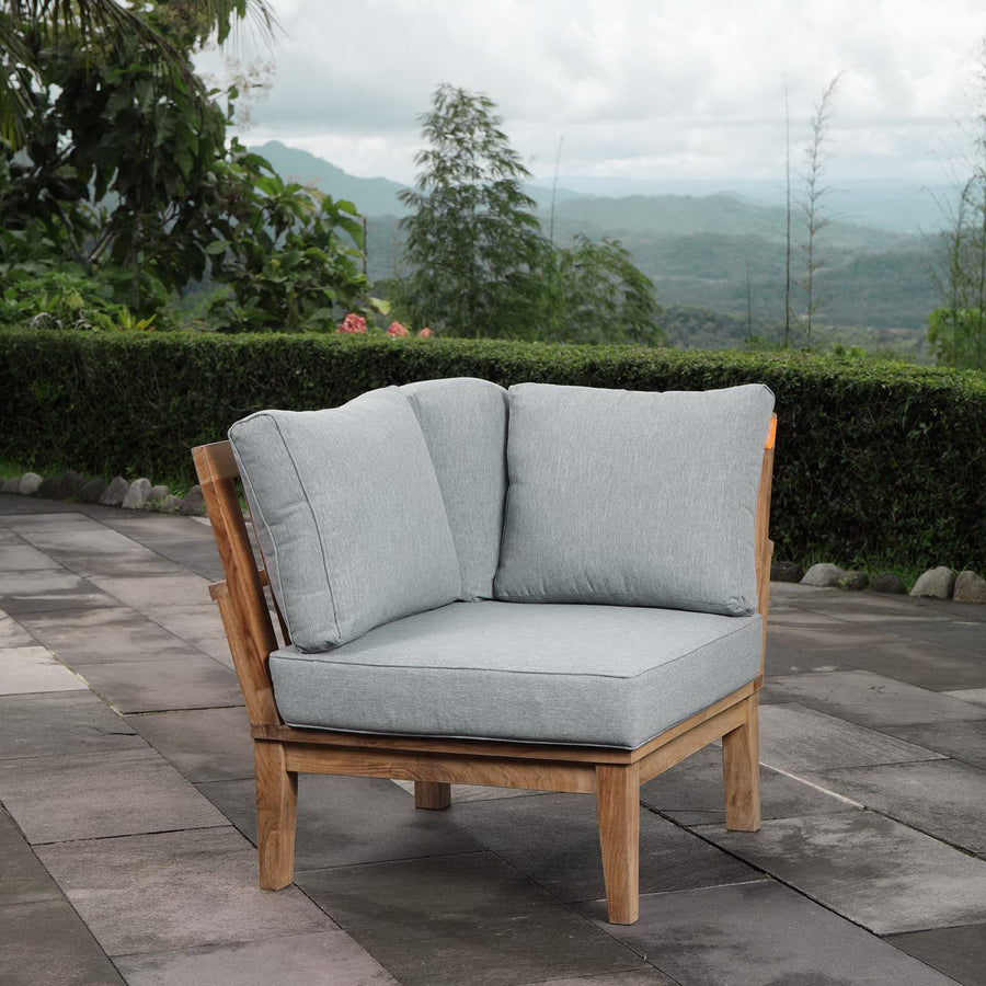 Cove Outdoor Patio Teak Corner Sofa in Natural Gray
