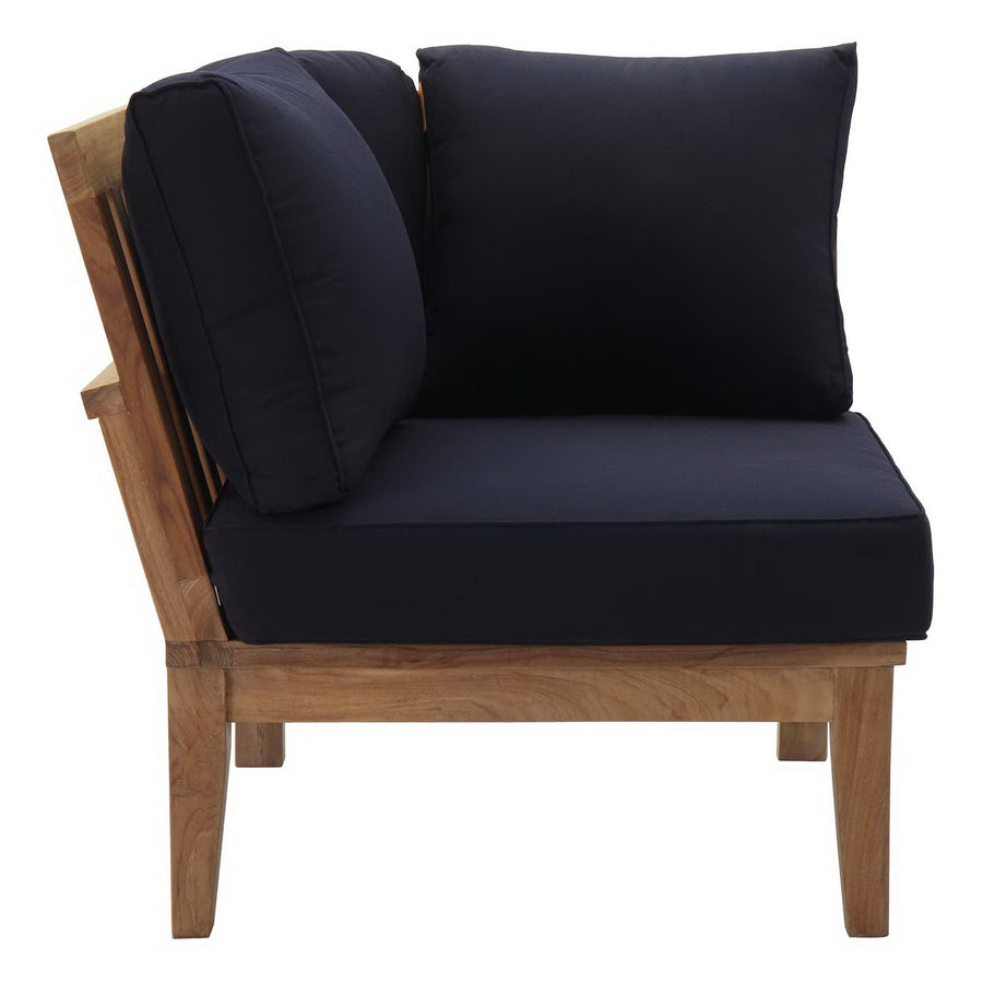 Cove Outdoor Patio Teak Corner Sofa in Natural Navy