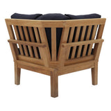 Cove Outdoor Patio Teak Corner Sofa in Natural Navy