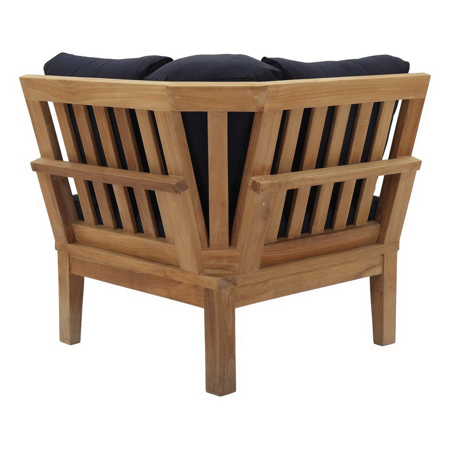 Cove Outdoor Patio Teak Corner Sofa in Natural Navy