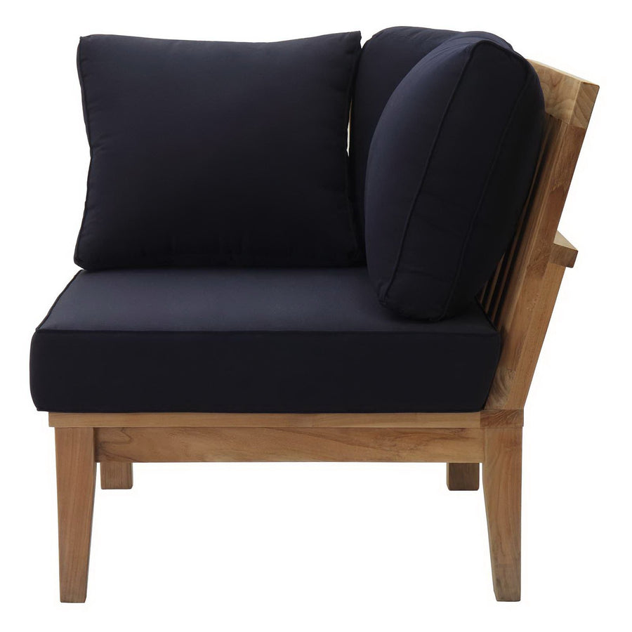 Cove Outdoor Patio Teak Corner Sofa in Natural Navy