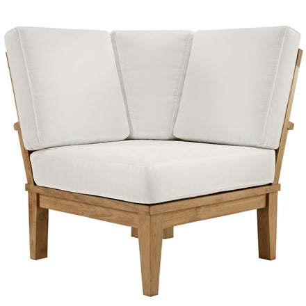 Marina Outdoor Patio Teak Corner Sofa in Natural White