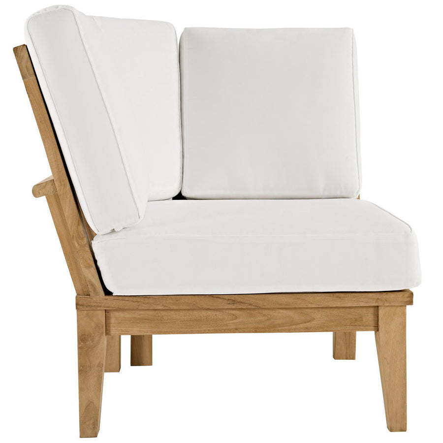 Cove Outdoor Patio Teak Corner Sofa in Natural White