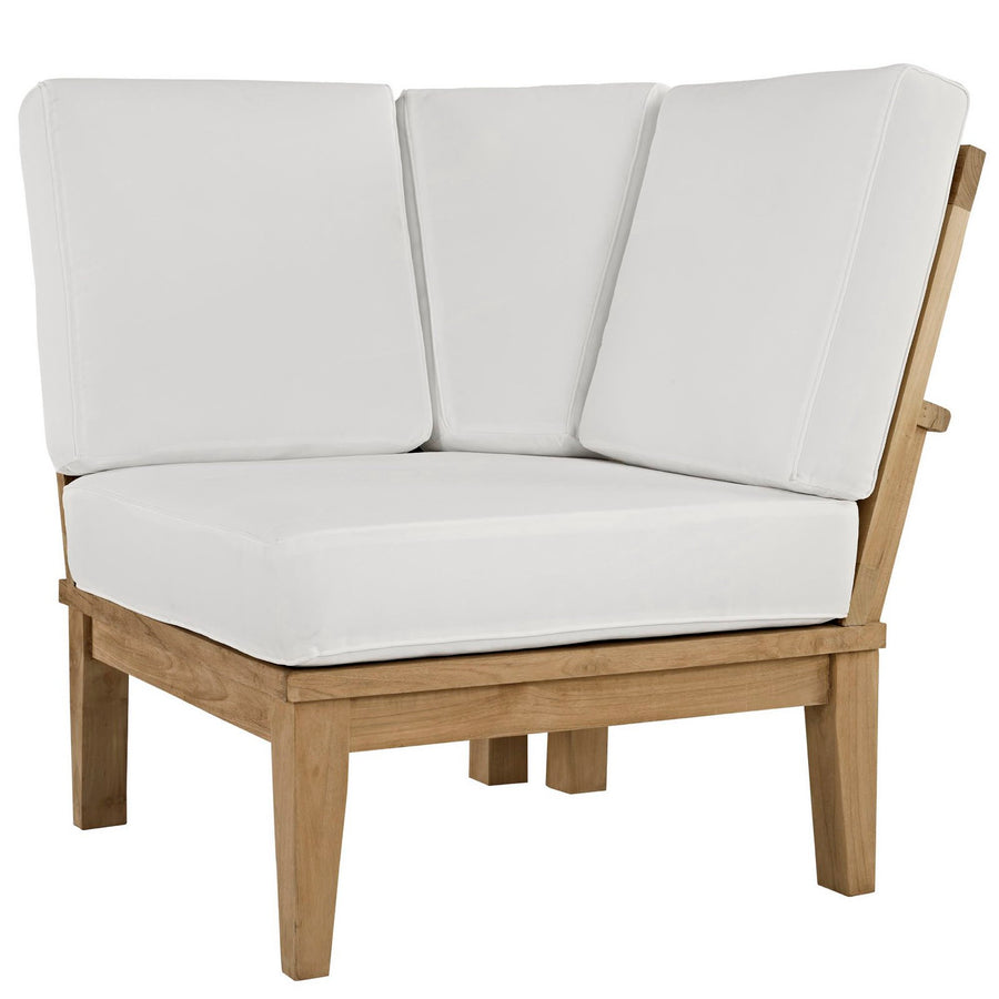 Cove Outdoor Patio Teak Corner Sofa in Natural White