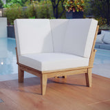 Cove Outdoor Patio Teak Corner Sofa in Natural White