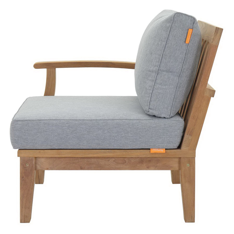 Cove Outdoor Patio Teak Left-Facing Sofa in Natural Gray