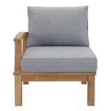 Cove Outdoor Patio Teak Left-Facing Sofa in Natural Gray