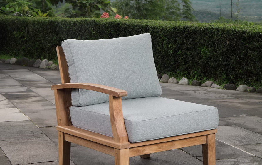 Cove Outdoor Patio Teak Left-Facing Sofa in Natural Gray