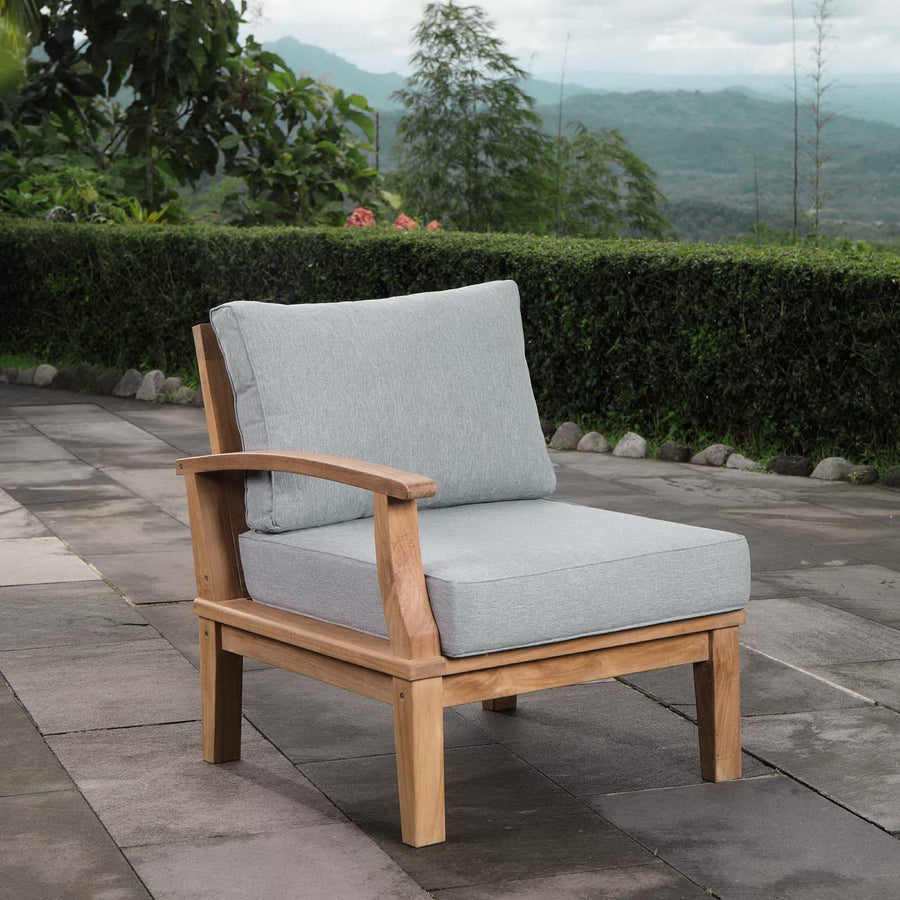 Cove Outdoor Patio Teak Left-Facing Sofa in Natural Gray