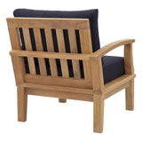 Cove Outdoor Patio Teak Left-Facing Sofa in Natural Navy