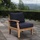 Cove Outdoor Patio Teak Left-Facing Sofa in Natural Navy