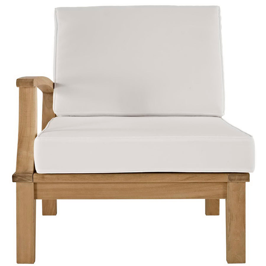 Cove Outdoor Patio Teak Left-Facing Sofa in Natural White