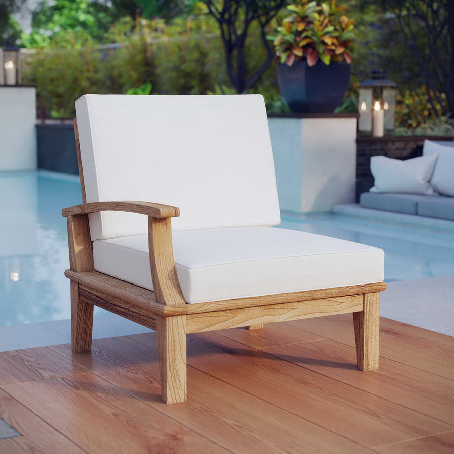 Cove Outdoor Patio Teak Left-Facing Sofa in Natural White
