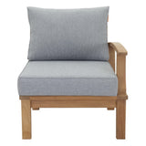 Cove Outdoor Patio Teak Right-Facing Sofa in Natural Gray