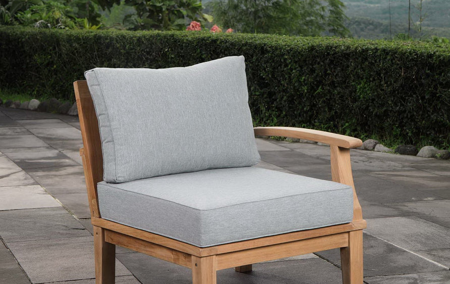 Cove Outdoor Patio Teak Right-Facing Sofa in Natural Gray