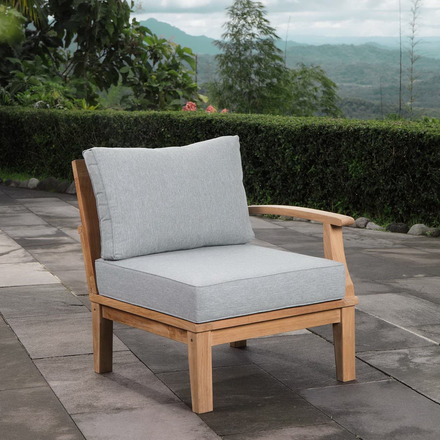 Marina Outdoor Patio Teak Right-Facing Sofa by Furniture For America