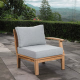 Cove Outdoor Patio Teak Right-Facing Sofa in Natural Gray