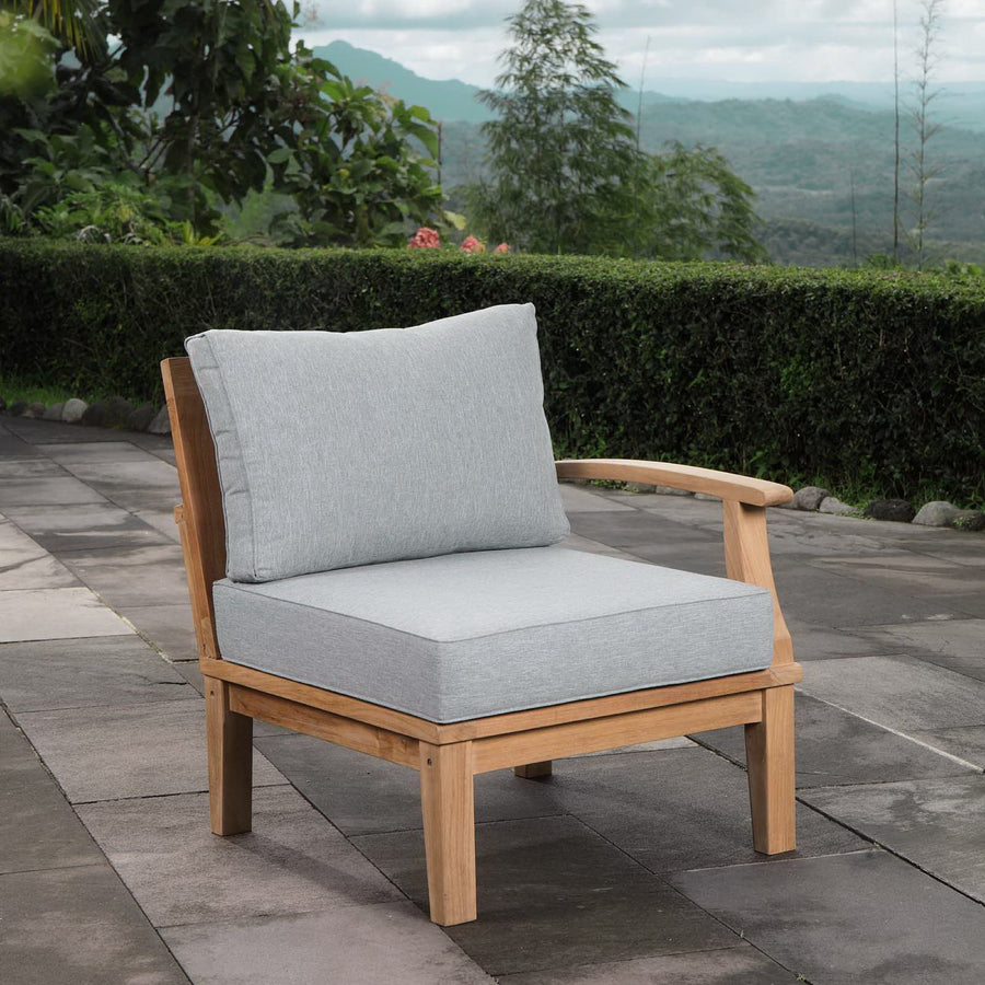 Cove Outdoor Patio Teak Right-Facing Sofa in Natural Gray