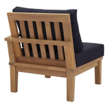 Cove Outdoor Patio Teak Right-Facing Sofa in Natural Navy