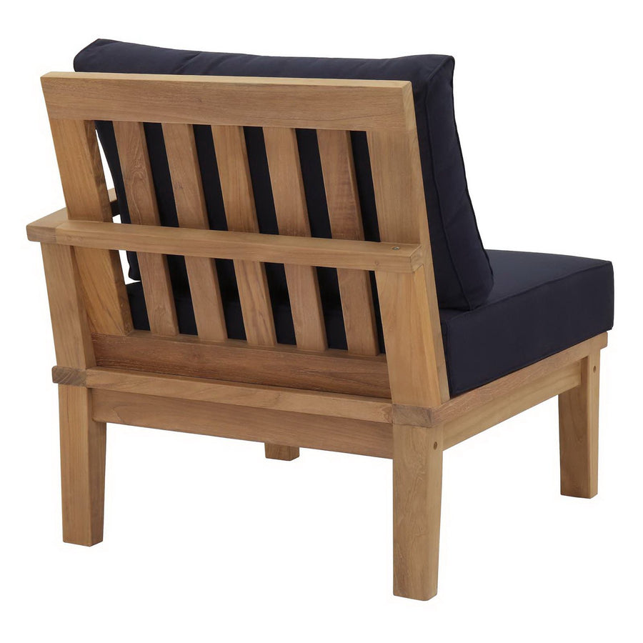 Cove Outdoor Patio Teak Right-Facing Sofa in Natural Navy