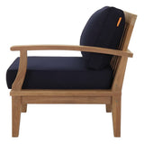 Cove Outdoor Patio Teak Right-Facing Sofa in Natural Navy