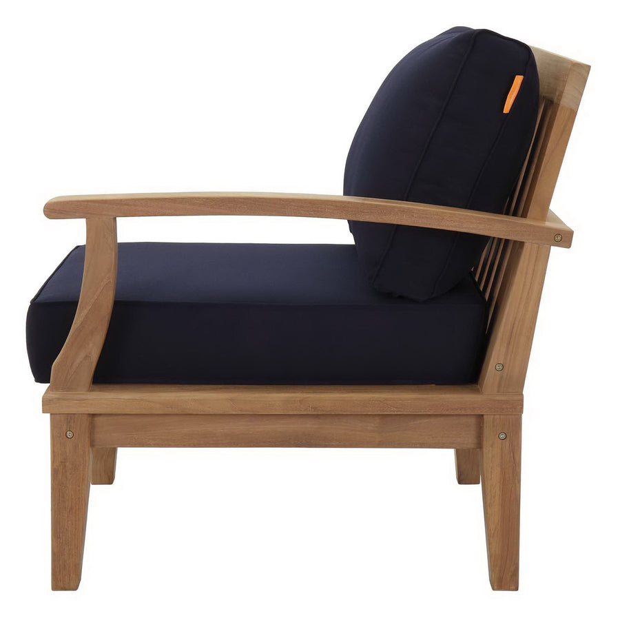 Cove Outdoor Patio Teak Right-Facing Sofa in Natural Navy