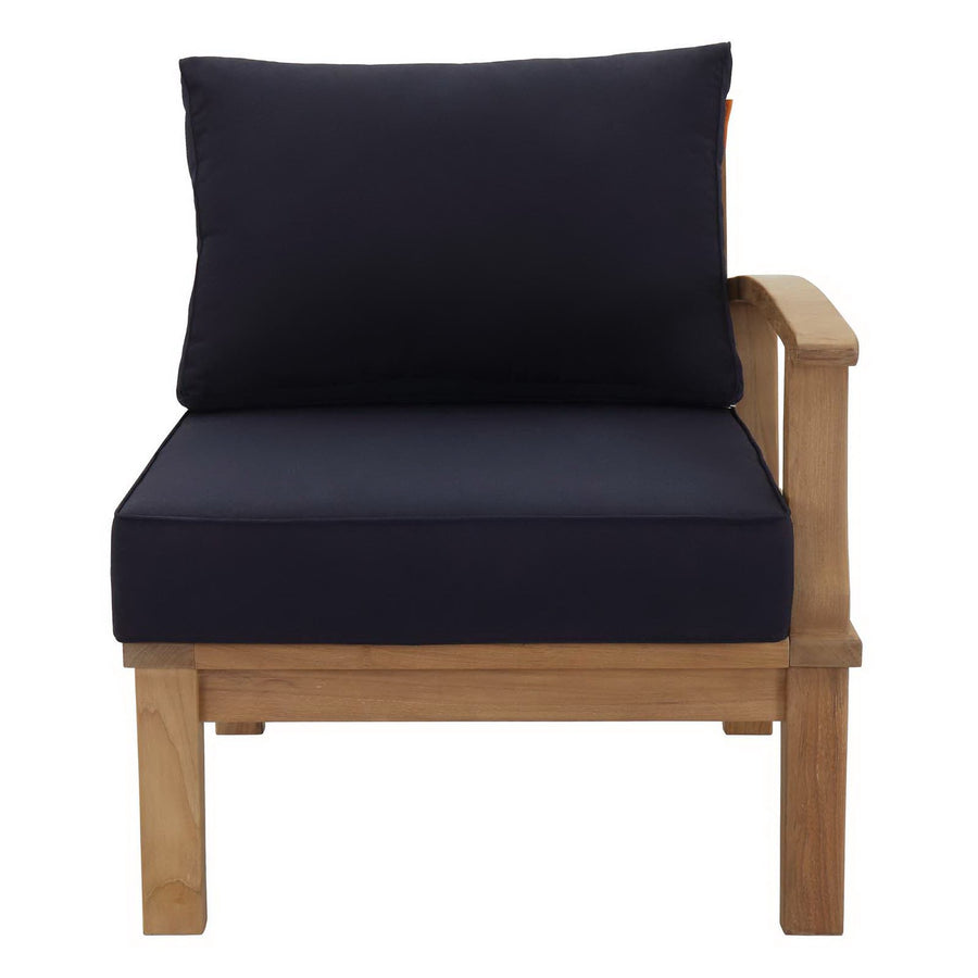 Cove Outdoor Patio Teak Right-Facing Sofa in Natural Navy