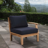 Cove Outdoor Patio Teak Right-Facing Sofa in Natural Navy