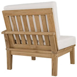 Cove Outdoor Patio Teak Right-Facing Sofa in Natural White