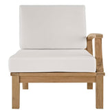Cove Outdoor Patio Teak Right-Facing Sofa in Natural White