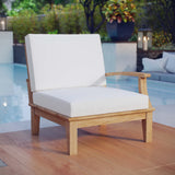 Cove Outdoor Patio Teak Right-Facing Sofa in Natural White