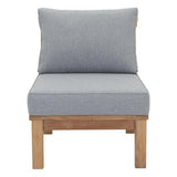 Cove Armless Outdoor Patio Teak Sofa in Natural Gray