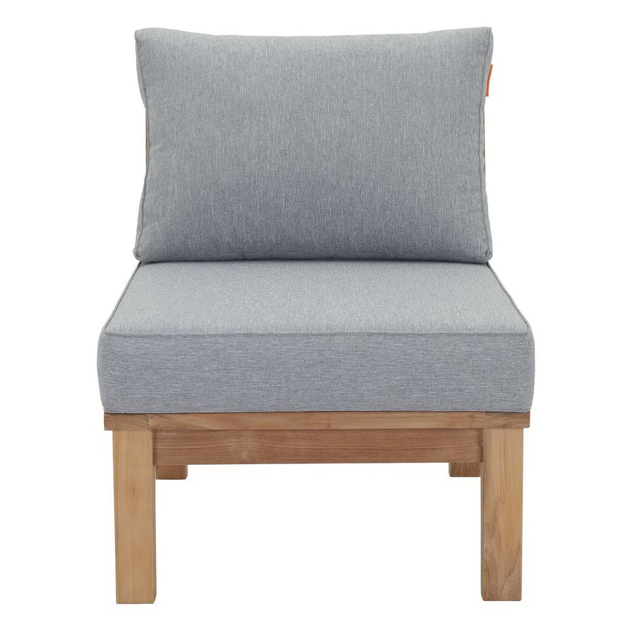 Cove Armless Outdoor Patio Teak Sofa in Natural Gray
