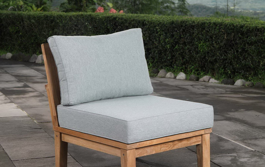 Cove Armless Outdoor Patio Teak Sofa in Natural Gray