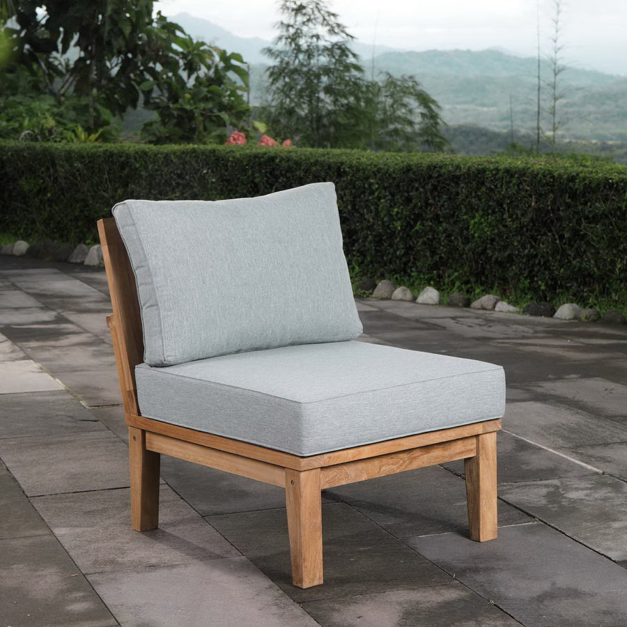 Cove Armless Outdoor Patio Teak Sofa in Natural Gray