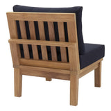 Cove Armless Outdoor Patio Teak Sofa in Natural Navy
