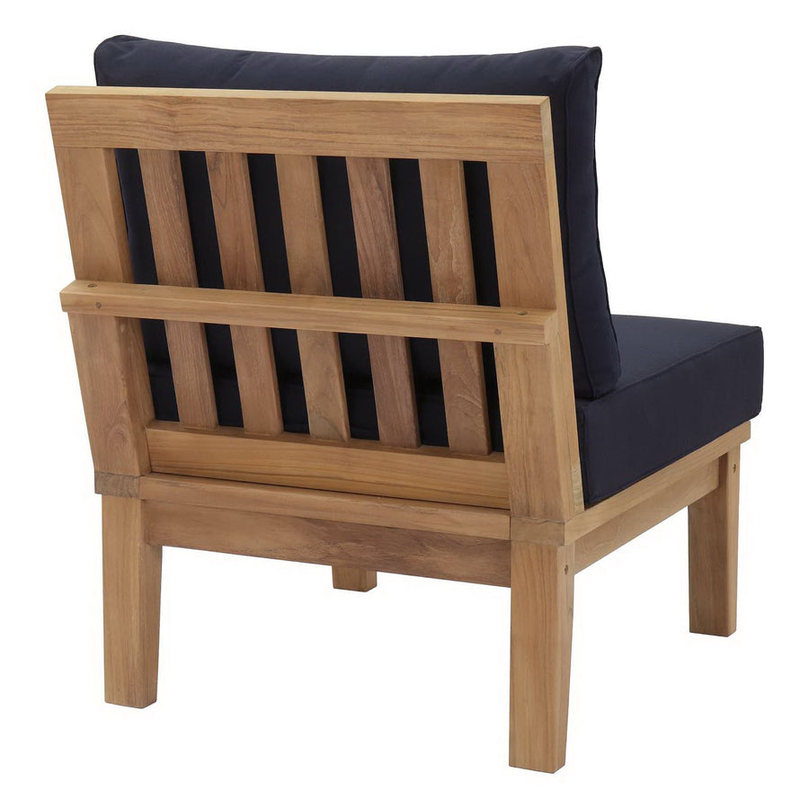 Cove Armless Outdoor Patio Teak Sofa in Natural Navy