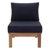 Cove Armless Outdoor Patio Teak Sofa in Natural Navy