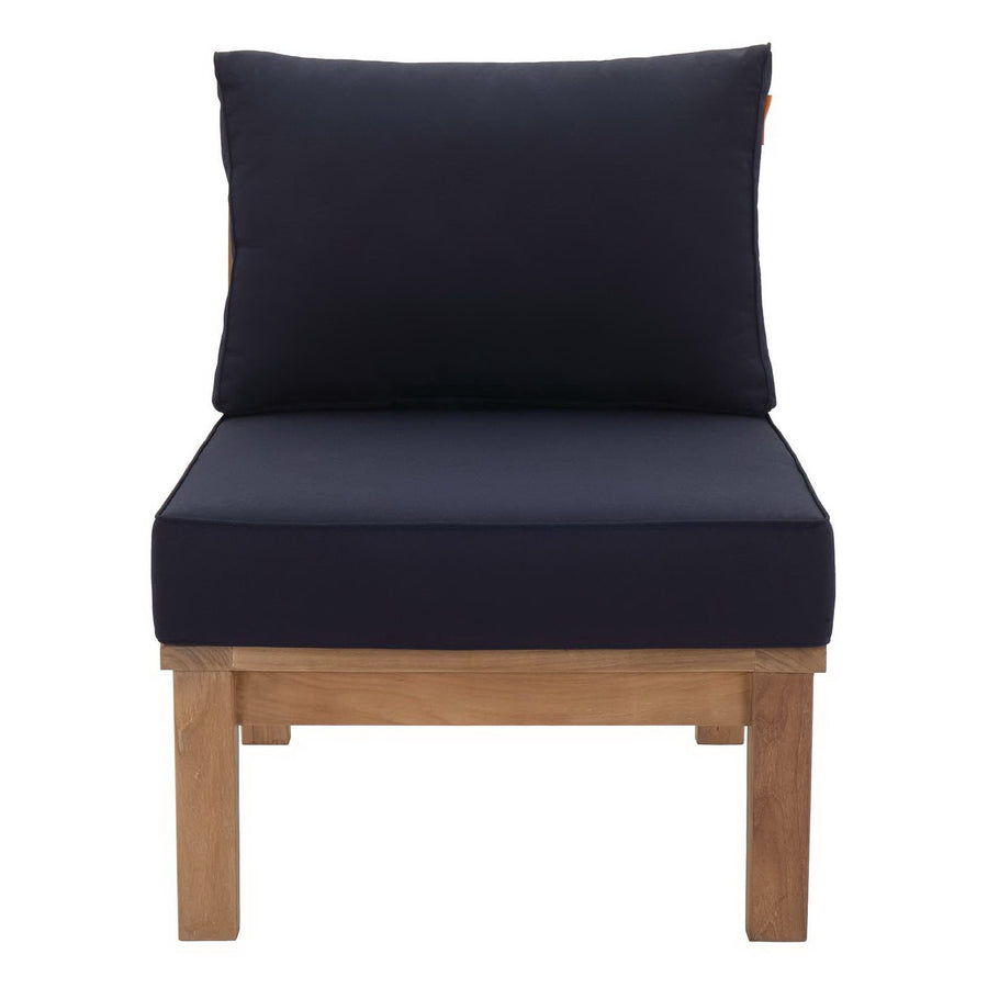 Cove Armless Outdoor Patio Teak Sofa in Natural Navy