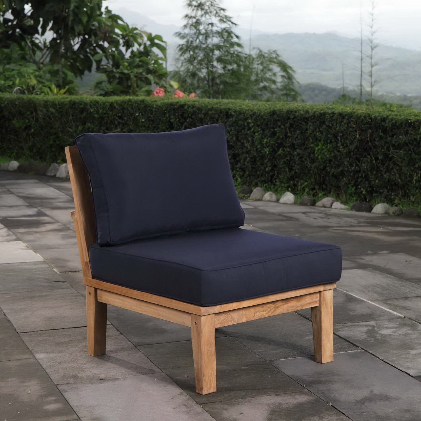Marina Armless Outdoor Patio Teak Sofa by Furniture For America