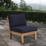 Cove Armless Outdoor Patio Teak Sofa in Natural Navy