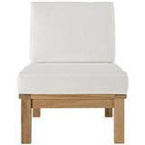 Cove Armless Outdoor Patio Teak Sofa in Natural White