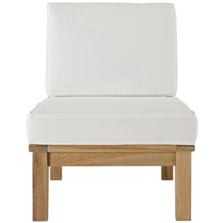 Marina Armless Outdoor Patio Teak Sofa in Natural White