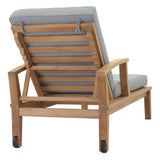 Cove Outdoor Patio Teak Single Chaise in Natural Gray