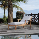 Cove Outdoor Patio Teak Single Chaise in Natural Gray