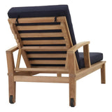 Cove Outdoor Patio Teak Single Chaise in Natural Navy