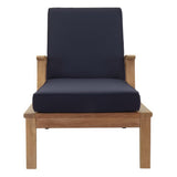 Cove Outdoor Patio Teak Single Chaise in Natural Navy