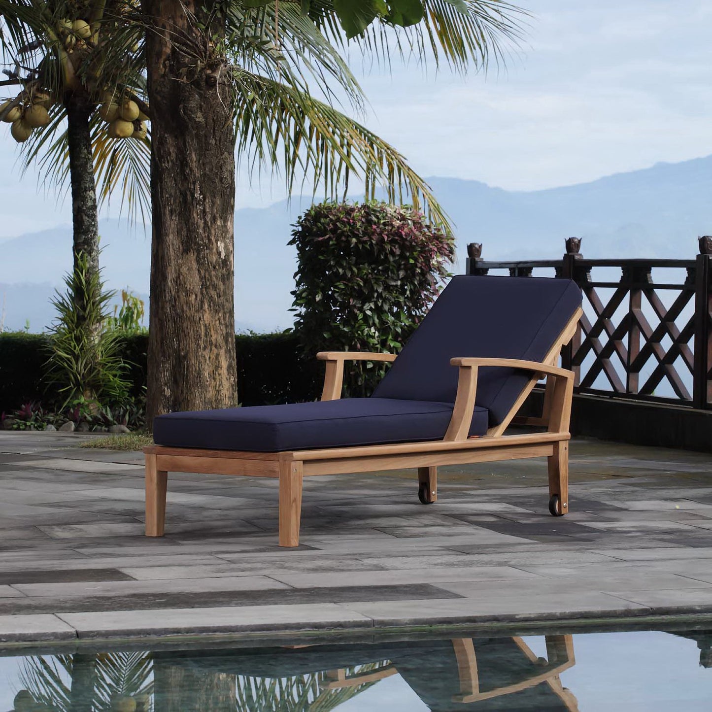Marina Outdoor Patio Teak Single Chaise by Furniture for America