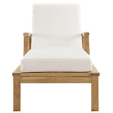 Cove Outdoor Patio Teak Single Chaise in Natural White